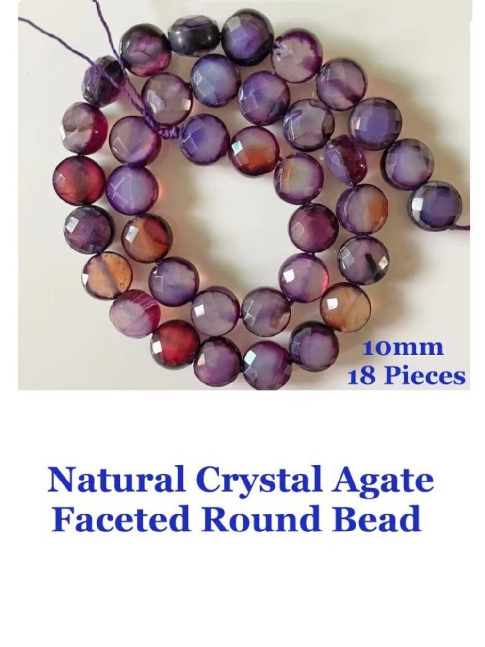 Natural Crystal Agate  Faceted Round Bead   10mm  Approx. 18 Pieces